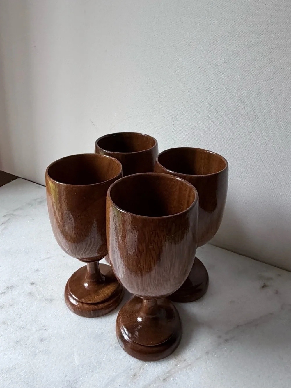 Waikiki Woods Monkey Pod Hawaii Vintage 6” Goblets Lot of 4…